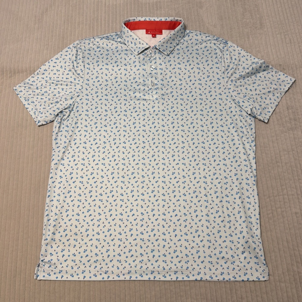 Redvanly Polo Shirt Mens XLarge Blue Floral  Performance Stretch Golf - Picture 1 of 6